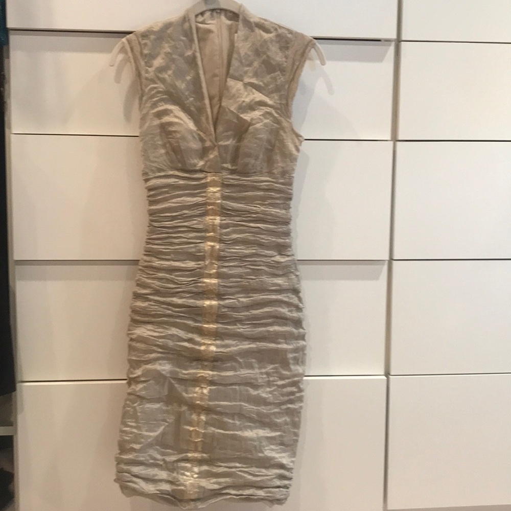 Nicole Miller gold metallic evening dress size 6